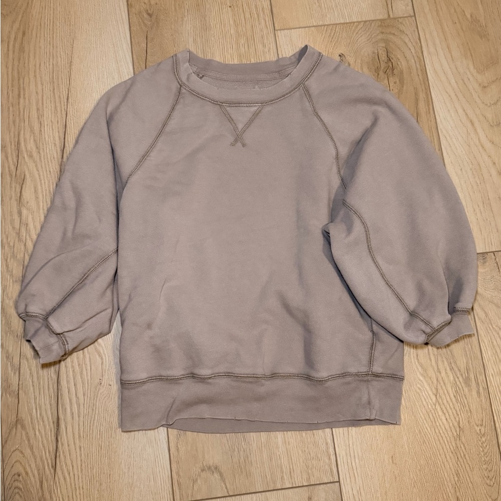 Aerie Gray cropped sleeve Sweatshirt